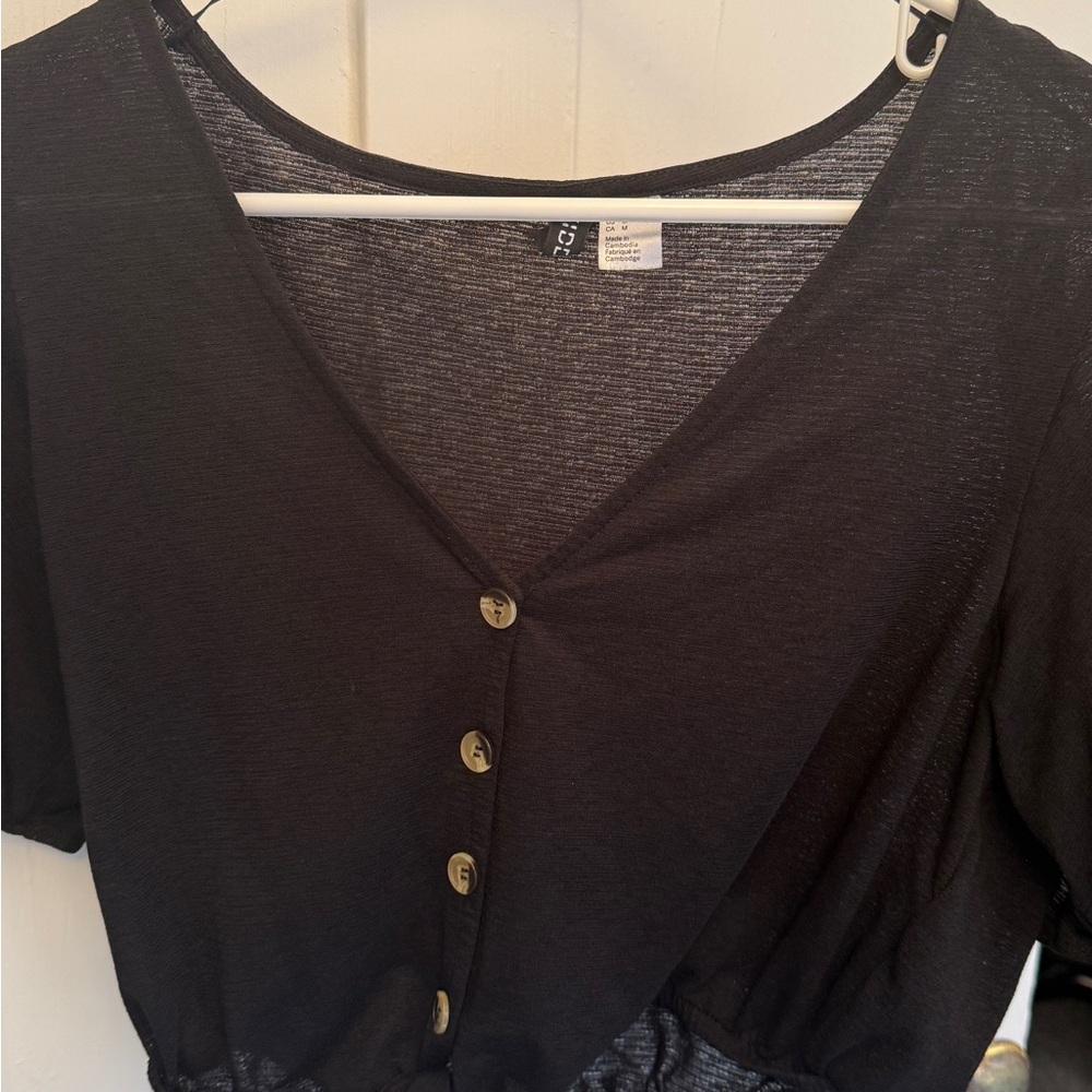Black Button-Up Women's Top